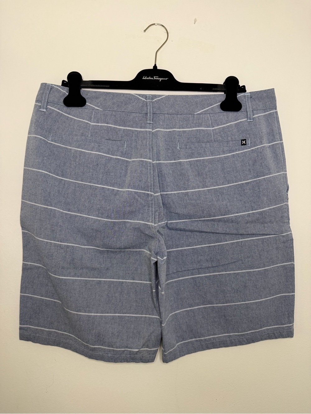 Hurley Blue and White Striped Flat-Front Shorts - Picture 2 of 7